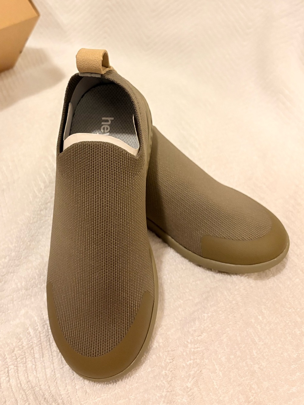 Kids Slip-On Knit Sneakers in Olive Green